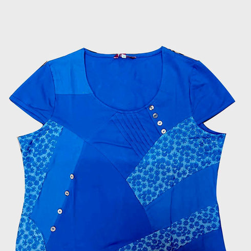 WOMEN INTRICATE PANELS JERSEY TOP